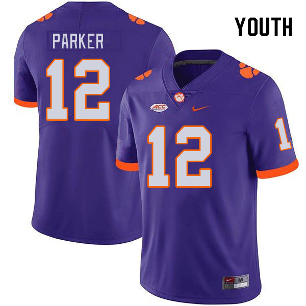 Youth Clemson Tigers T.J. Parker #12 College Purple NCAA Authentic Football Stitched Jersey 23VT30OK